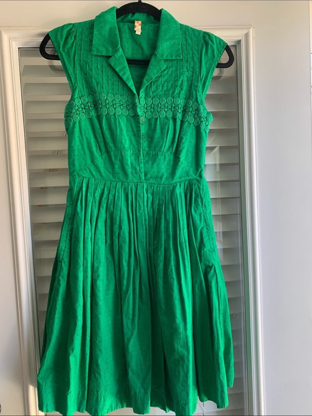 Maeve Green Sleeveless Collared Fit-and-Flare Dress Size 0